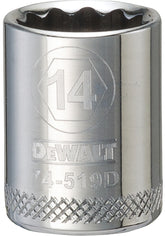 DeWALT DWMT74519OSP Hand Socket, 14 mm Socket, 3/8 in Drive, 12-Point, Vanadium Steel, Polished Chrome